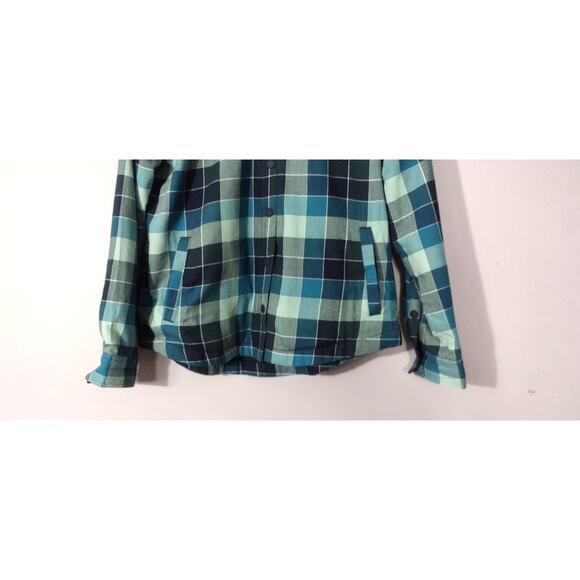 L.L Bean Women's Fleece-Lined Green Plaid Flannel Shirt Small Snap-Front - Picture 6 of 15